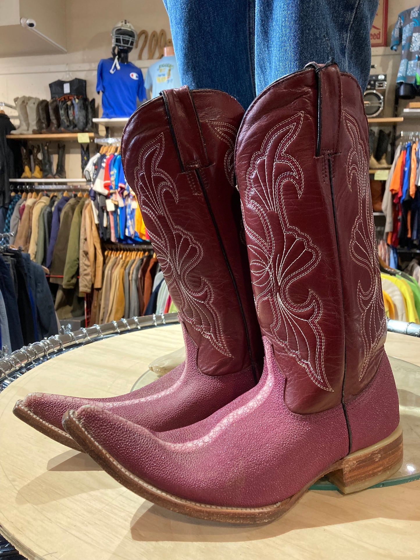 USA Exotic Sting Ray Cowboy Boots Size: 9