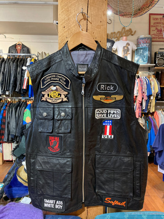 USA Leather Biker Vest
