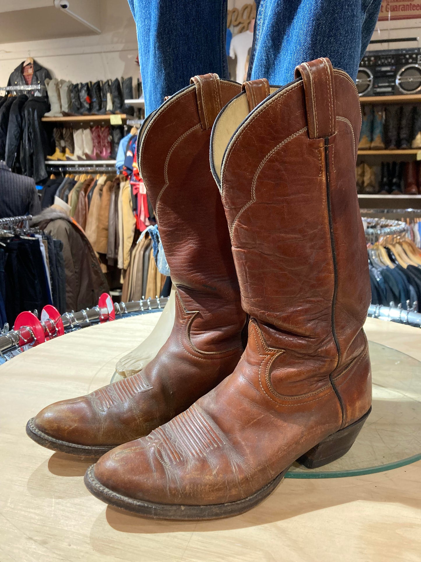 USA Leather Cowboy Boots Size: 9