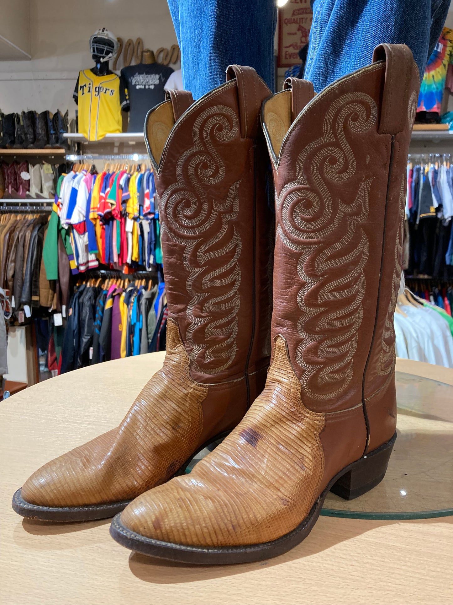 USA Exotic Leather Western Boots Size: 8