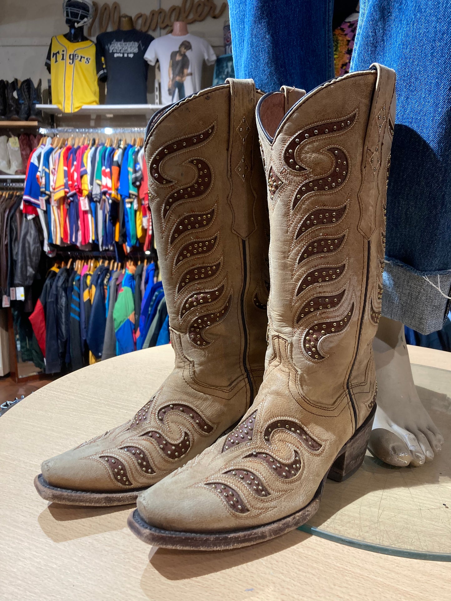 USA Lux Leather Western Boots Size: 6-7