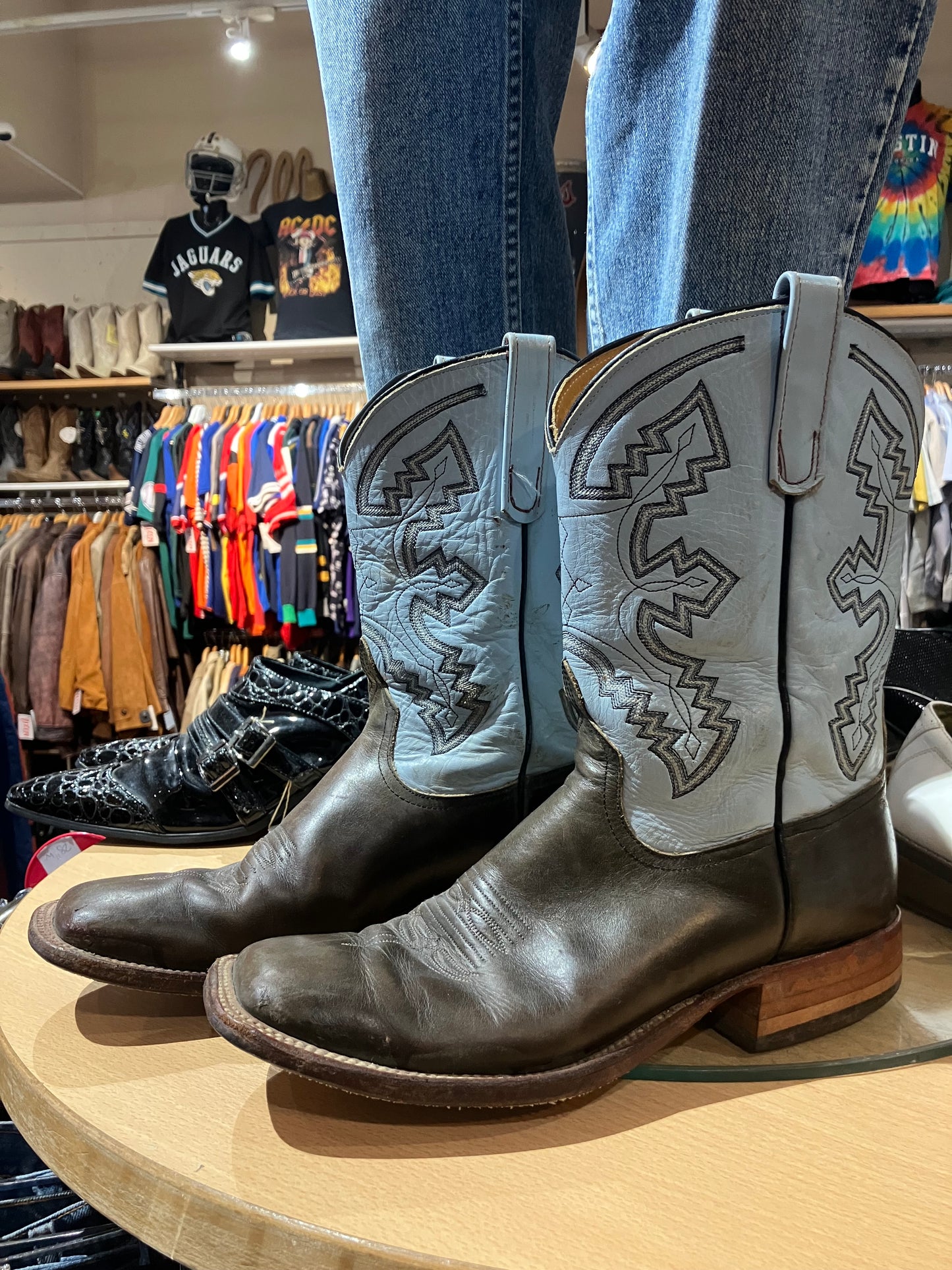 Two Tone Leather Western Boots - Size: 10