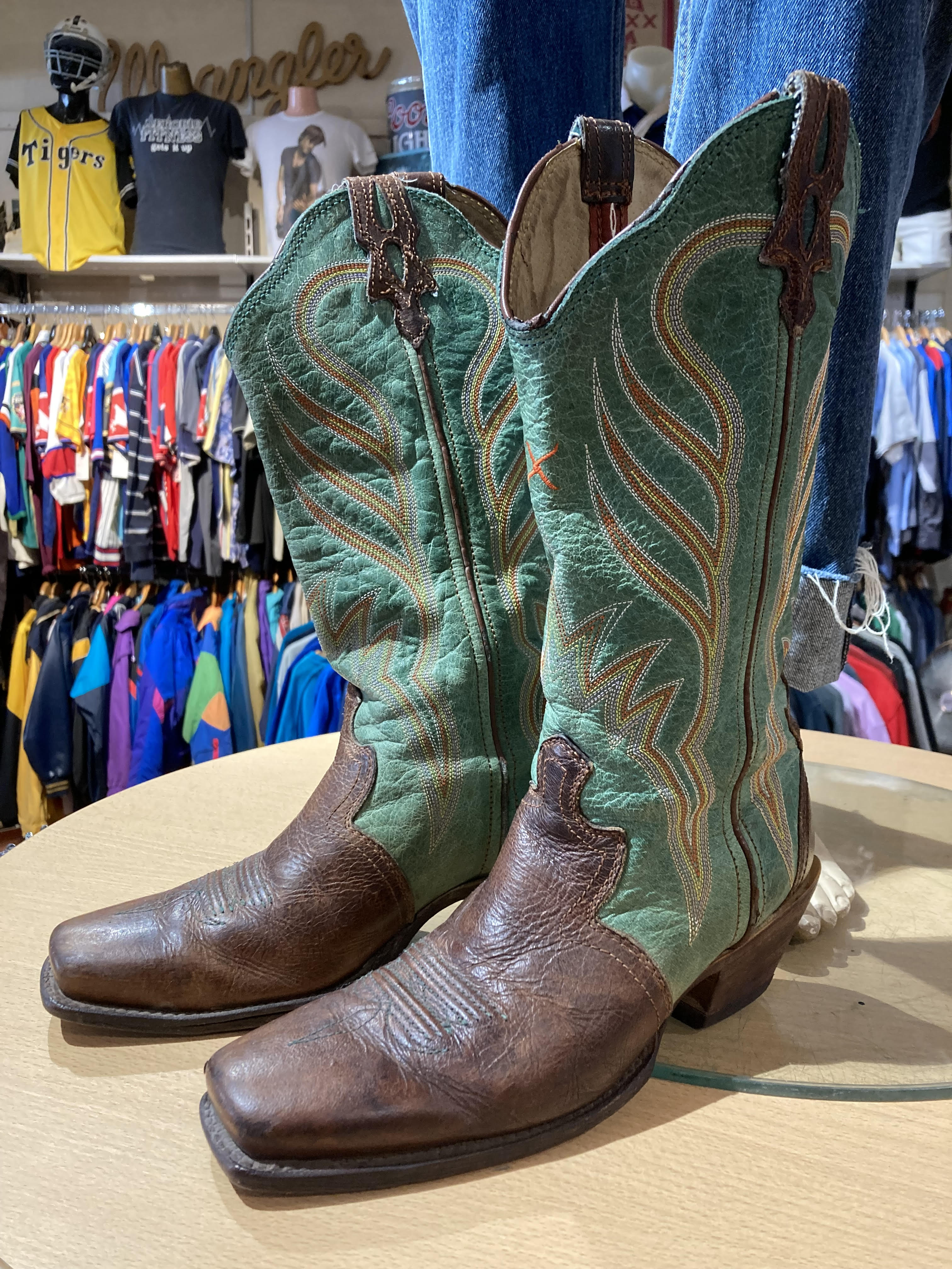 Retro Mens Cowboy Exotic Embroidered Shoes Western Boot