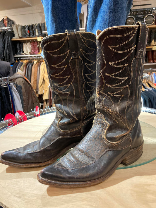 USA Vintage Leather Cowboy Boots Size: 11