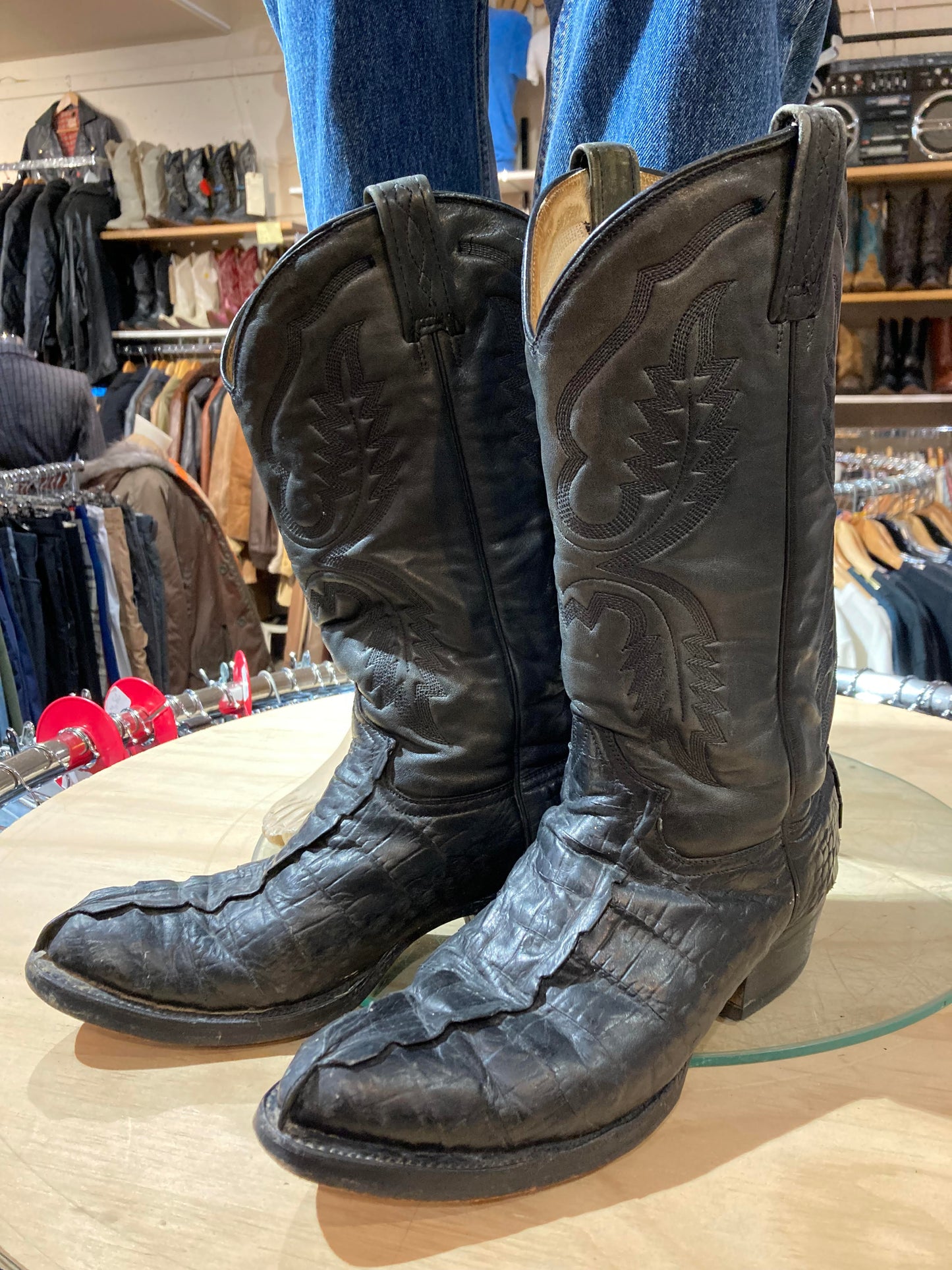 USA Exotic Leather Cowboy Boots Size: 10 1/2